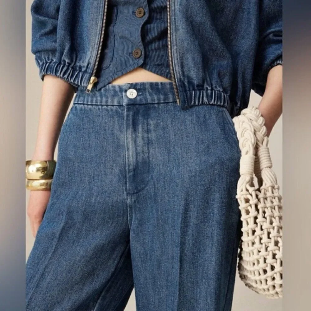J. Crew BZ734 Lace-up drapey wide-leg jean size 34 NWT